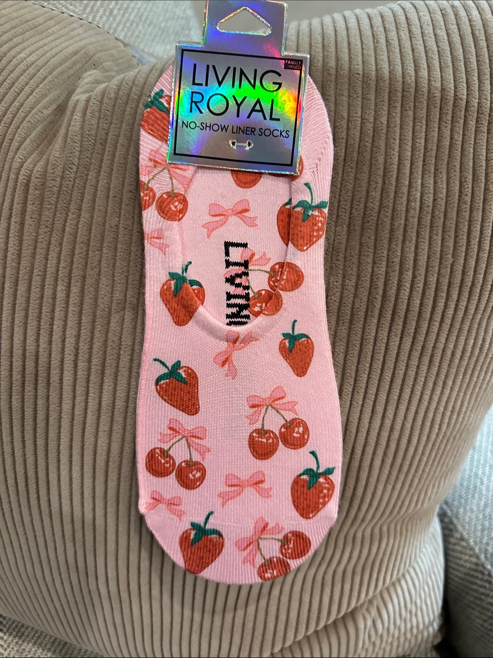 Living Royal Pink Strawberry & Cherry No-Show Liner Socks